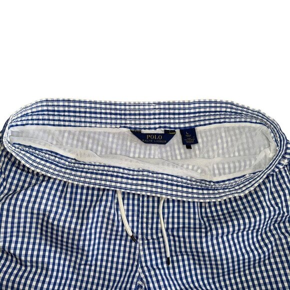Polo Ralph Lauren Mens Large Gingham Check 5in Swim Trunk Shorts Blue/White - Picture 6 of 7